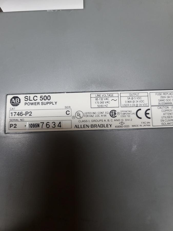 Used Allen-Bradley SLC 500 Power Supply 1746-P2 Ser.C