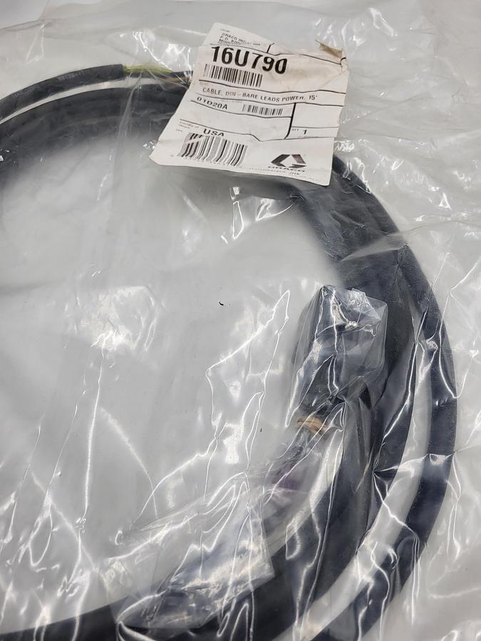 Graco Industrial 16U790 | Power or Vent Valve Cable, DIN connector, 15 feet long **NEW IN BAG**