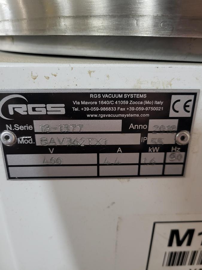 Used RGS Vacuum Systems M17590 BAV362TX1