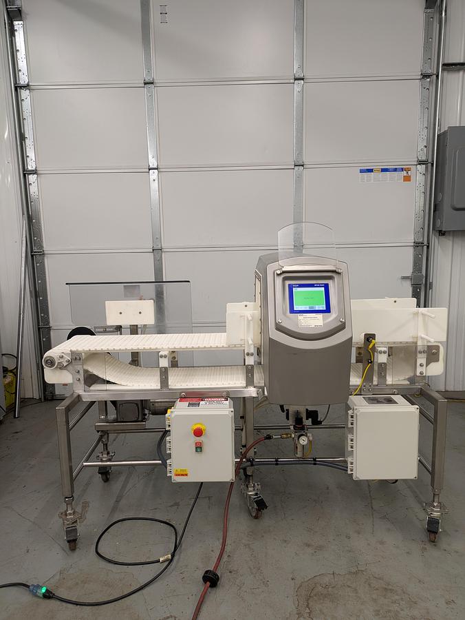 Used Safeline metal detector model SL1500, stainless conveyor, pneumatic reject