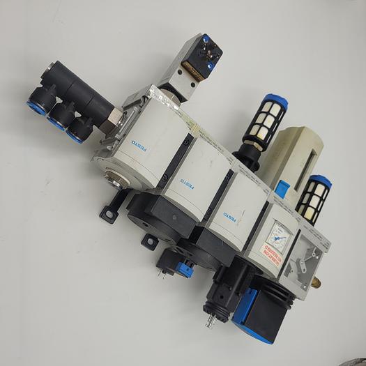 Used FESTO MS6-EM1-1/2 & MS6-LFR-1/2-D7-E-R-M-AS & MS6-EE-1/2-V24 & MS6-DL-1/2 & MS6-FRM-1/2-Y & PEV-1/4-B-OD