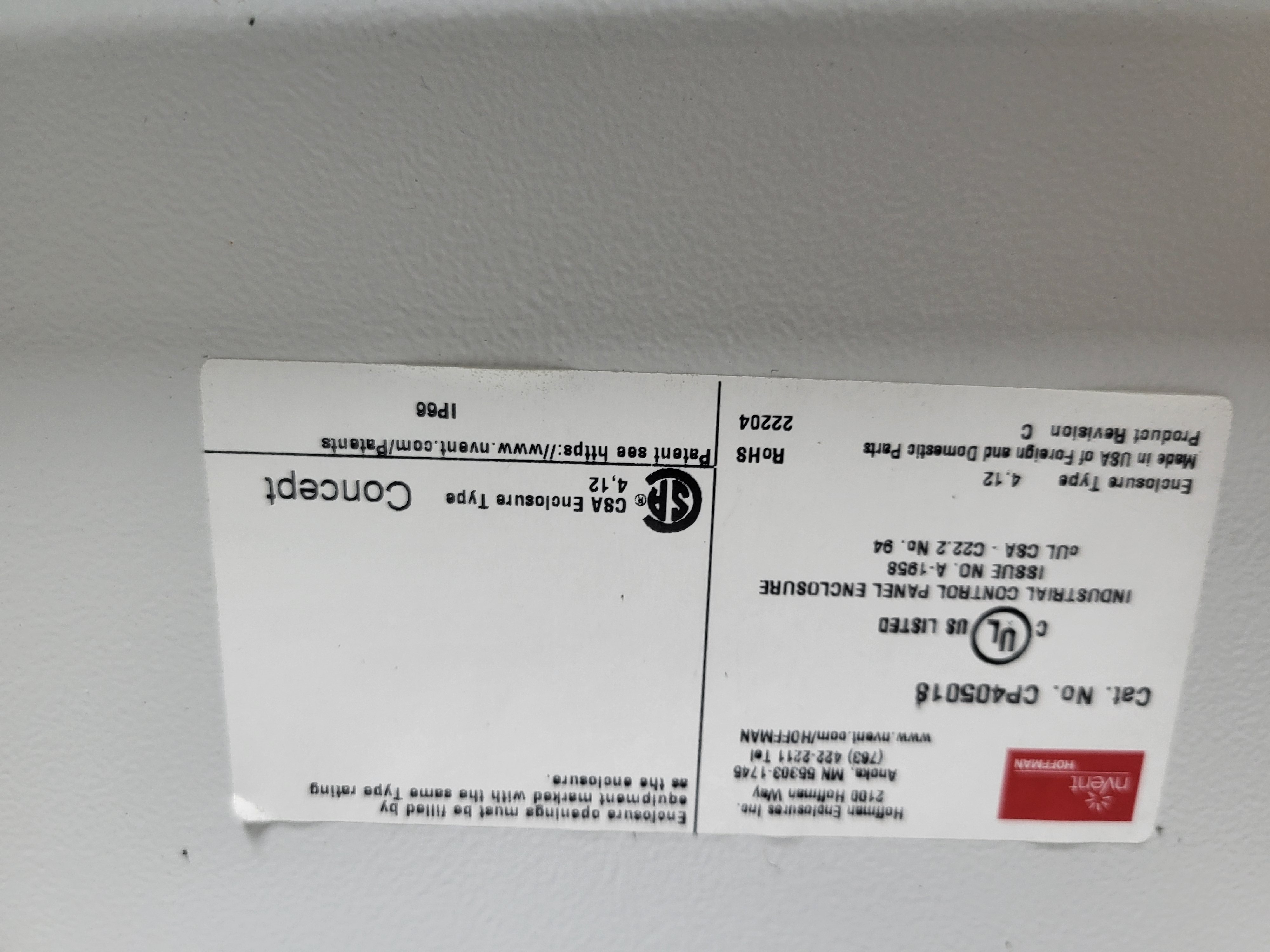 Hoffman CP405018 HMI Enclousure New not in box