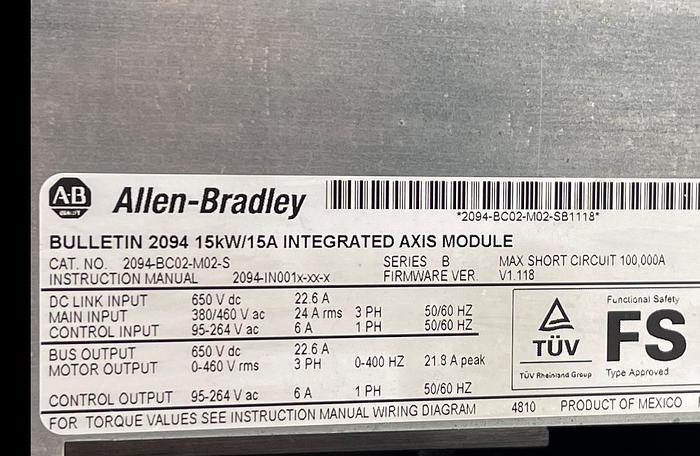Used Allen-Bradley 2094-BC02-M02-S Ser B
