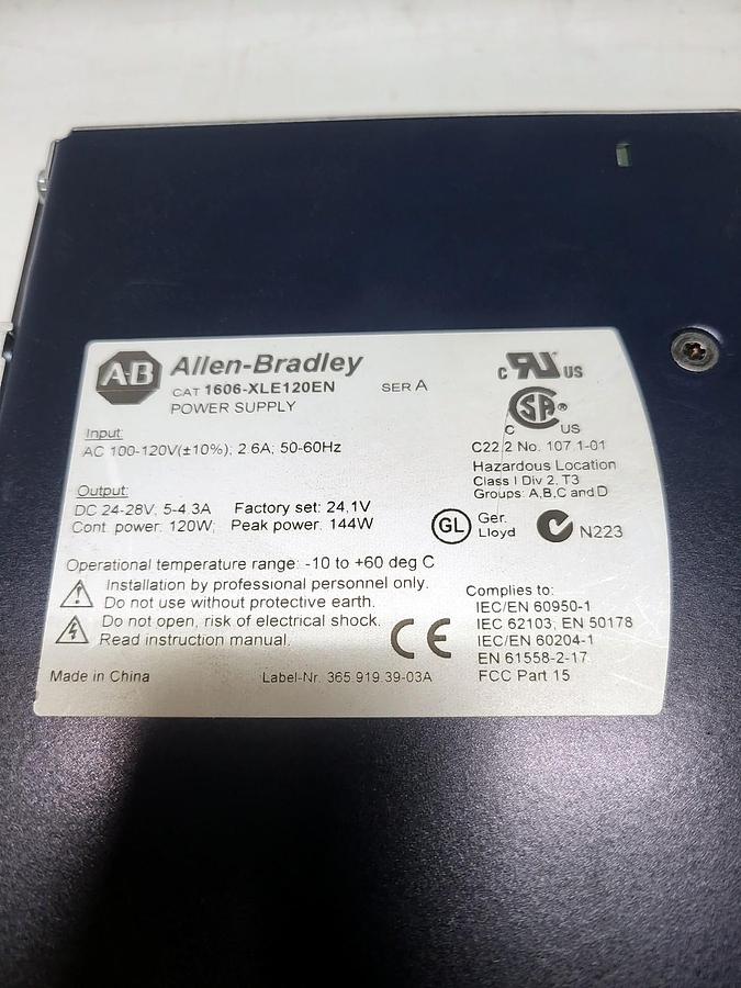Allen-Bradley 1606-XLE120EN nameplate