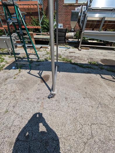 Used Blue belt stainless incline conveyor on wheels 22' long 30" wide thermodrive belt