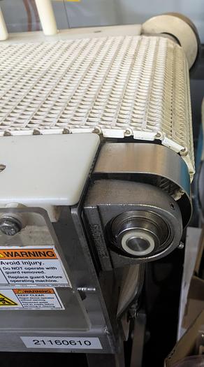 Used Safeline metal detector, 12 1/4" tall x 13 3/4" wide, Stainless conveyor, pne2013umatic reject