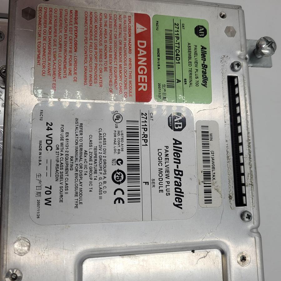Used Allen Bradley PanelView Plus 700 2711P-T7C4D1 ser A Logic Module 2711P-RP1