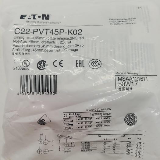 Eaton C22-PVT45P-K02 Emergency Stop