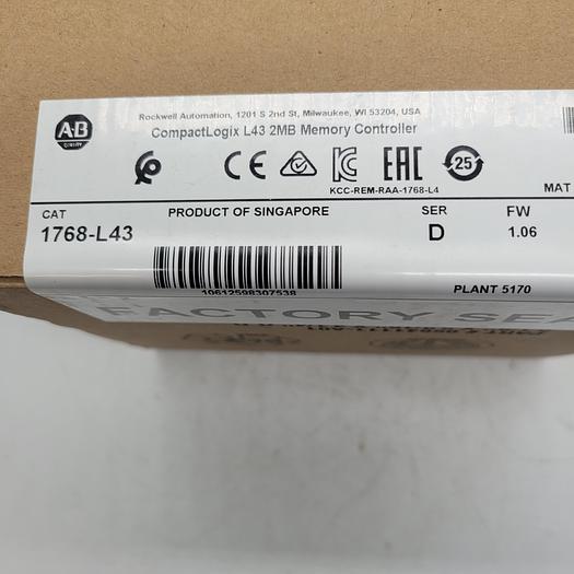 Allen-Bradley Logix 5343 Processor Unit 1768-L43 Ser.D 1.06 SAME DAY SHIPPING Sealed Authentic AB NOS
