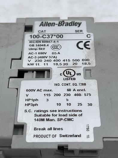 Used Allen-Bradley 100-C37*00 Ser C 