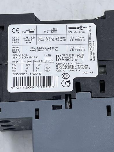 Used Siemens 3RV2011-1KA10