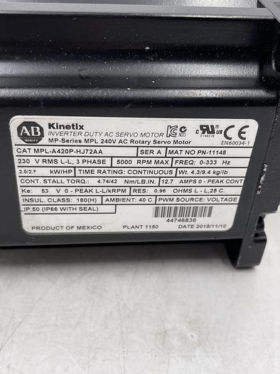 Allen-Bradley MPL-A420P-HJ72AA Ser A