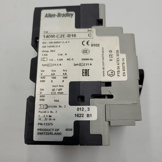 Used ALLEN BRADLEY 140M-C2E-B16 CIRCUIT BREAKER