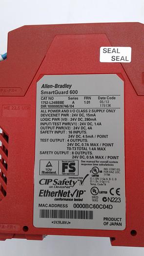 Used Allen-Bradley SmartGuard 600 1752-L24BBBE