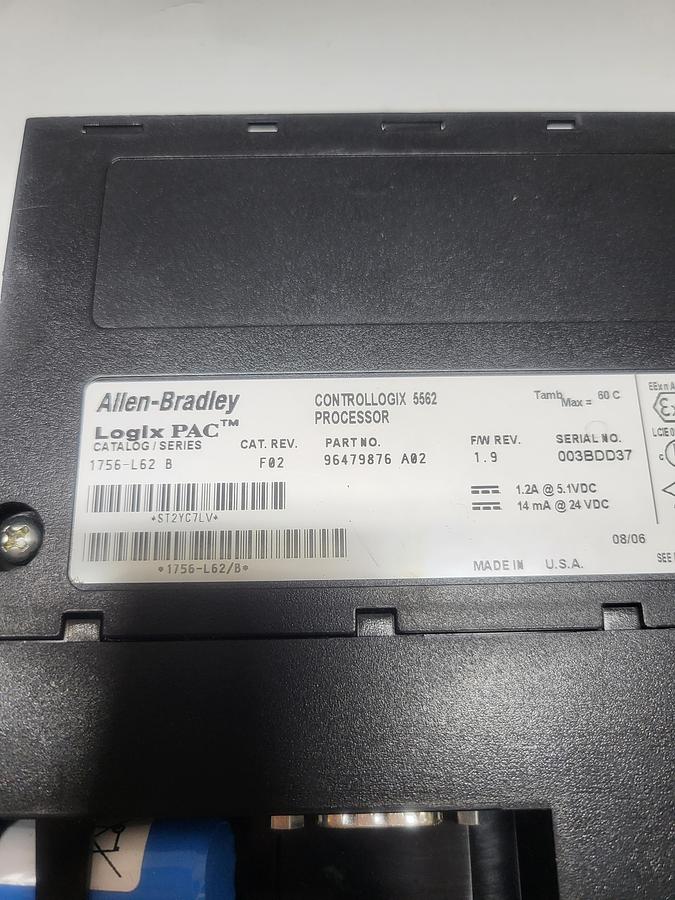 Used Allen-Bradley Control Logix 5562 Processor 1756-L62 Ser.B