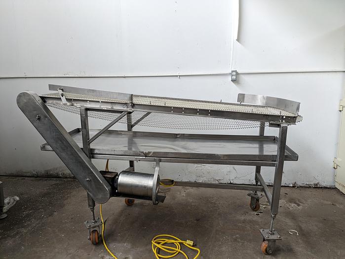 Used Stainless Conveyor 22" wide wire belt 6' long 42" tall adjustable legs with casters 120v 