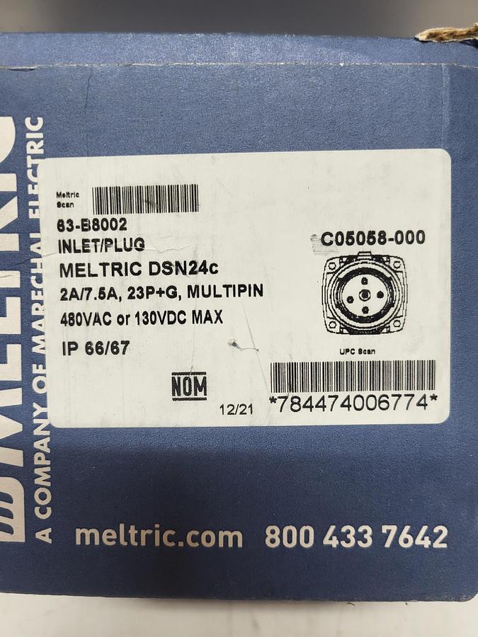 Meltric 63-B8002 Inlet/Plug