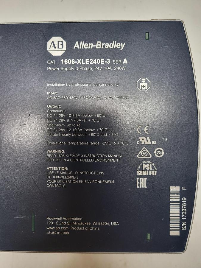Used Allen-Bradley 1606-SLE240E-3 Ser.A