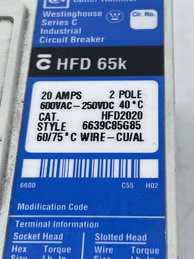Used CUTLER HAMMER HFD2020