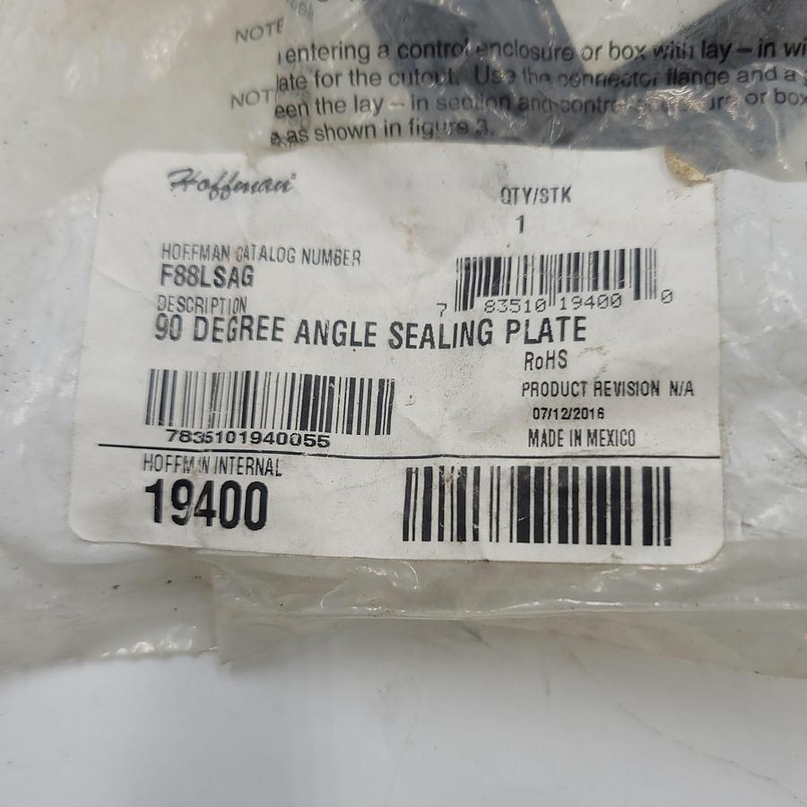 nVent HOFFMAN F88LSAG F10 90 deg Sealing Plate, 8 x 8 in, For Use With NEMA 12 Lay-In Wireway, Steel *NEW in sealed pack**