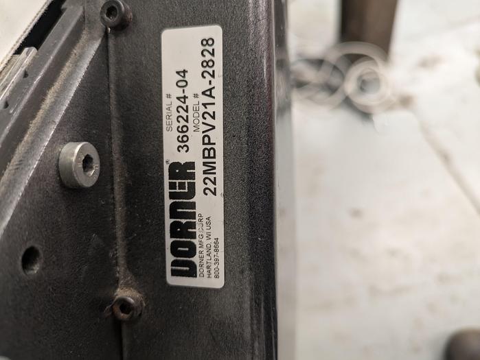 Used Dorner 8" wide x 48" long conveyor, variable speed drive. adjustable legs