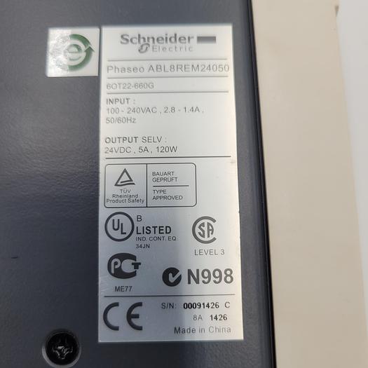 Used schneider electric ABL8REM24050 power supply input: 100 - 240VAC output: 24VDC 5A 120W