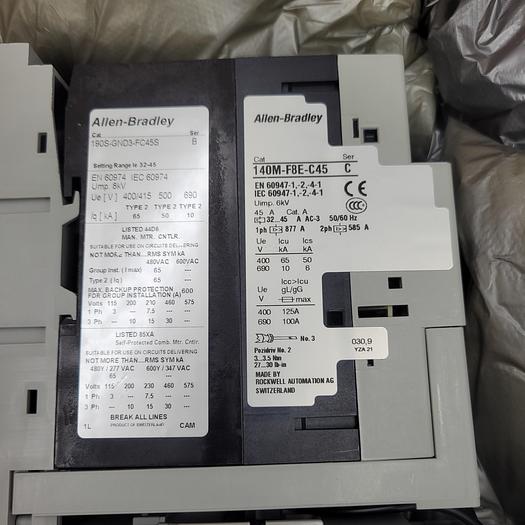 ALLEN BRADLEY 190S-GND3-FC45S containing: 140M-F8E-C45, 100-C43*00 & 100F - NEW & ORIGINAL PACKAGING