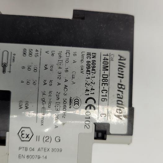 Used Allen-Bradley 140M-D8E Motor Protection Circuit Breaker 10-16A