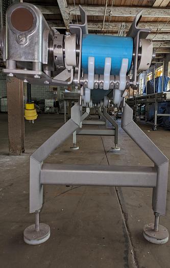 Used conveyor, stainless steel frame, 6" wide 15' long intralox belt adjustable feet flip up rails