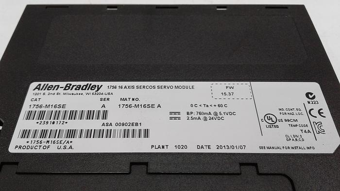 Used Allen-Bradley 1756 16 Axis Sercos Servo Module 1756-M16SE A