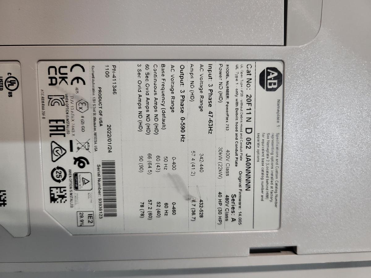 Used Allen-Bradley 753 20F11 N D 052 JA0NNNNN Ser.A