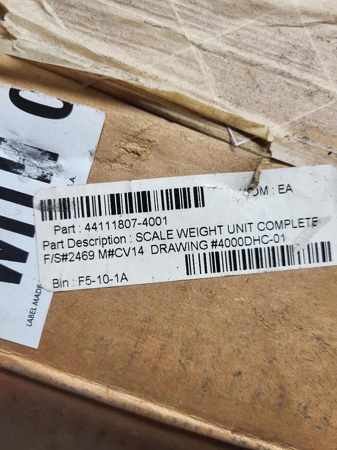 Used Eagle Machinery scale weight f/s#2469 m#CV14 / CPC04026-C Rev B / drawing # 4000DHC-01 / PACKED IN BOX