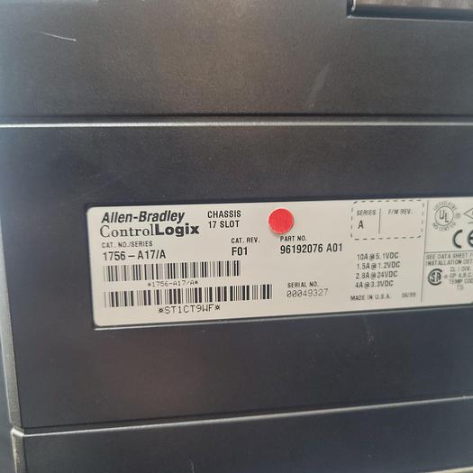 Used Allen-Bradley Control Logix Chassis 17 Slot 1756-A17 Ser.A F01