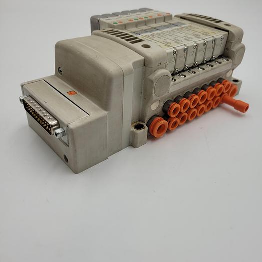Used SMC VVQ1000-10A-1 BASE with 3 VQC12000N-51 & 3 VQC11000N-51 SOLENOID VALVES