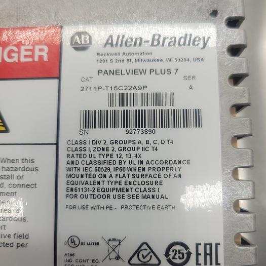 Allen-Bradley Panel View Plus 7 2711P-T15C22A9P Ser.A