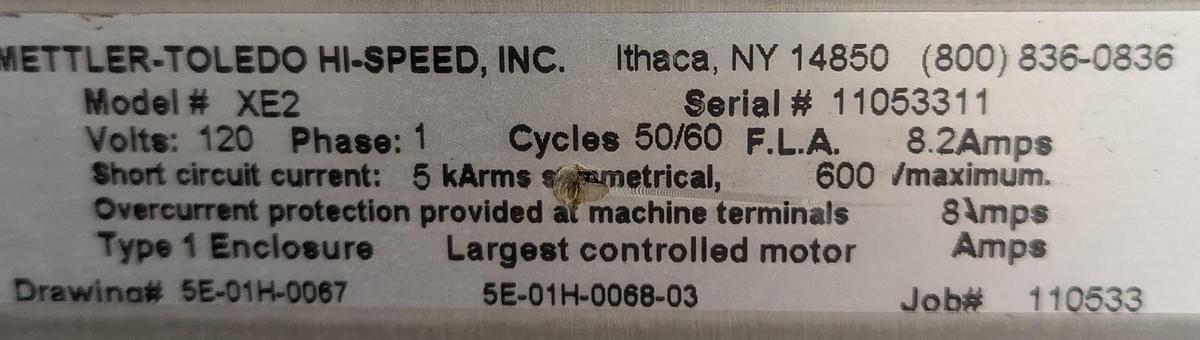 Used Mettler Toledo Check weigher model XE2