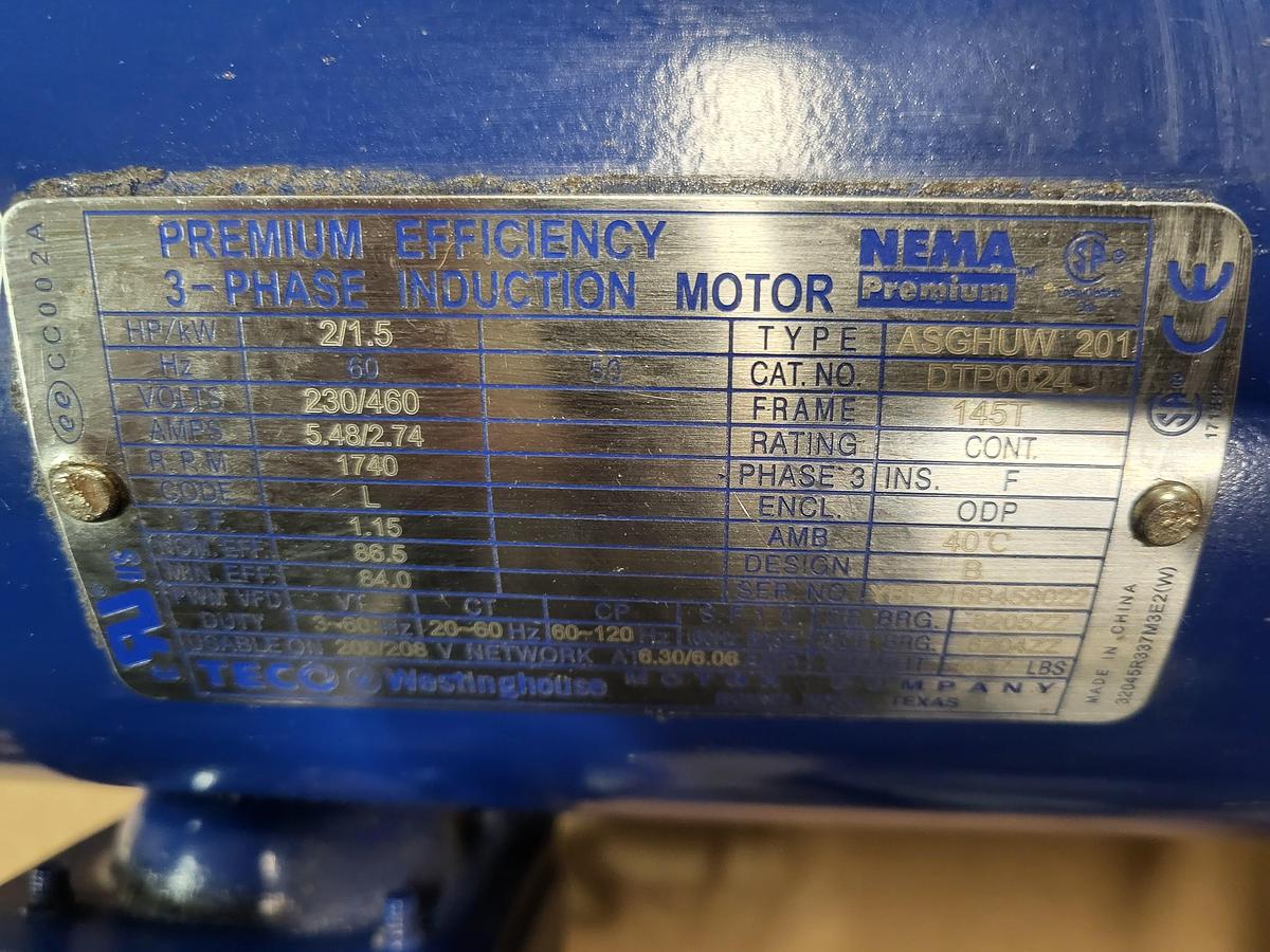 Used Nema 3 Phase Induction Motor ASGHUW 201 DTP0024