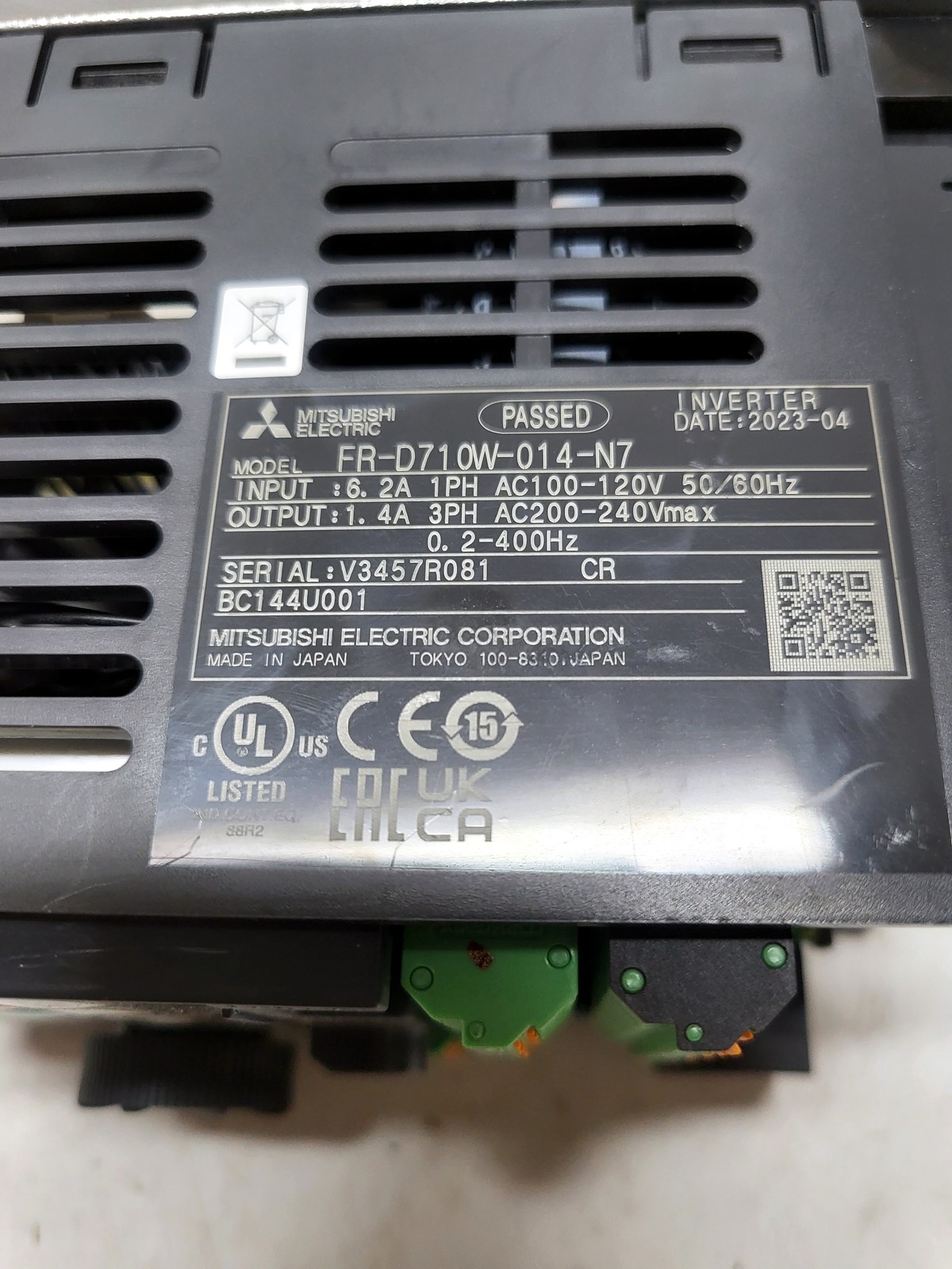 Mitsubishi Electric FR-D710W-014-N7 nameplate