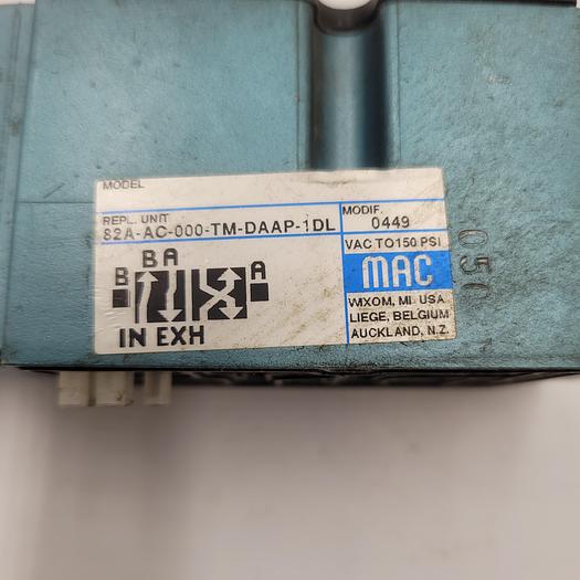 Used MAC VALVE 82A-AC-000-TM-DAAP-1DL & TM-DAAJ-1DL
