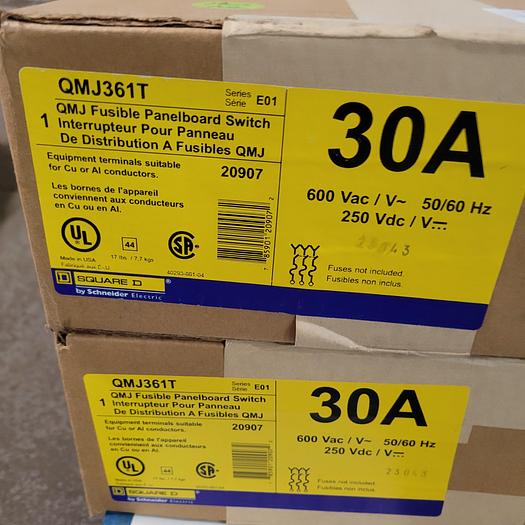 Square D QMJ361T Switch Fusible 600V 30A 3P Twin *NEW IN SEALED BOX*