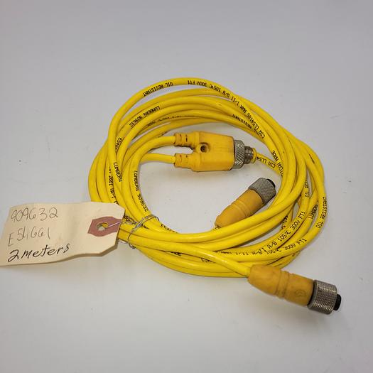 Used Lumberg Automation 909632 / E54661 dual end female / 2 Meters long w/ Splitter (4 prong male)