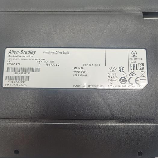Allen-Bradley ControlLogix AC Power Supply 1756-PA72 Ser.C