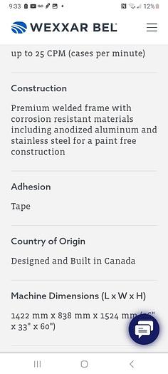 Used Wexxar Bel 252 case sealer and closer