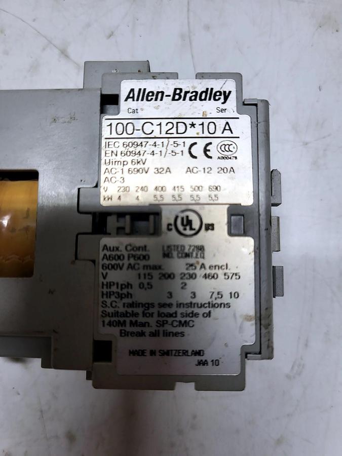 Allen-Bradley 100-C12D*10A nameplate