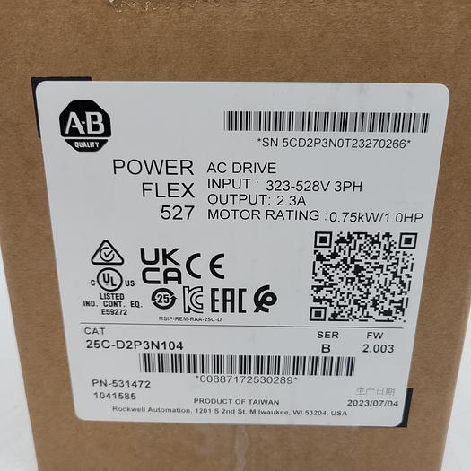 Allen-Bradley Powerflex 527 1HP 25C-D23N104 Ser.B 2.003 SAME DAY SHIPPING Sealed Athentic AB NOS