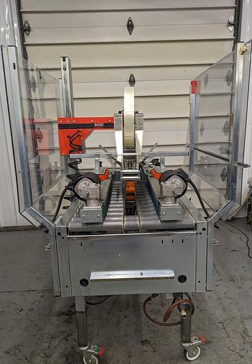 Used soco T400 auto flap closer case sealer with infeed conveyor