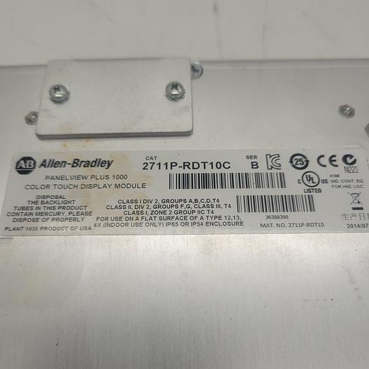 Used Allen-Bradley Panel View Plus 1000 Color Touch Display Module 2711P-RDT10C