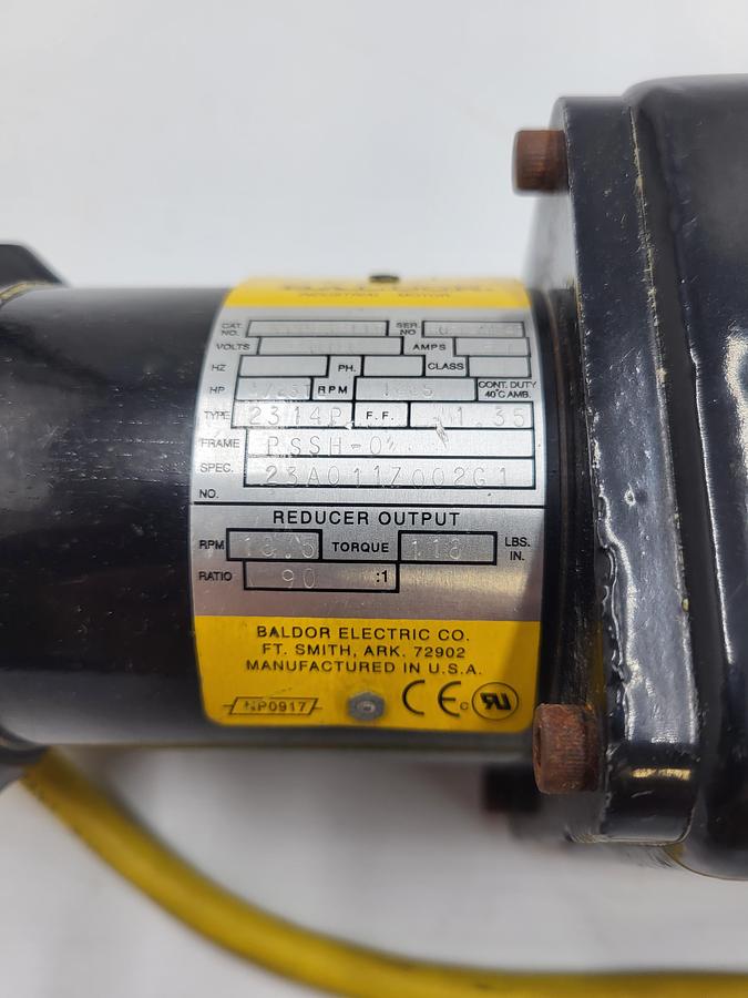 Used Baldor 1/23 HP  CPP232140 Frame: PSSH-0 Ratio: 90/1 - 90v DC