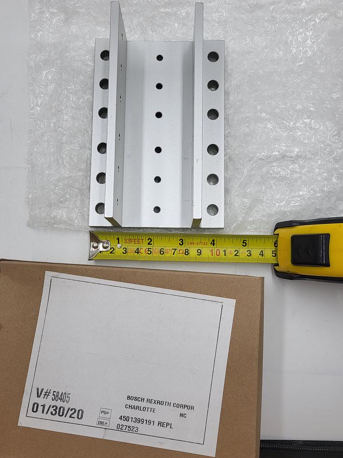 Rexroth Bosch 4501399191 / 027523 anodized extruded aluminum channel 6-5/8" long x 2-3/8" wide channel 4-1/4" base*NEW*