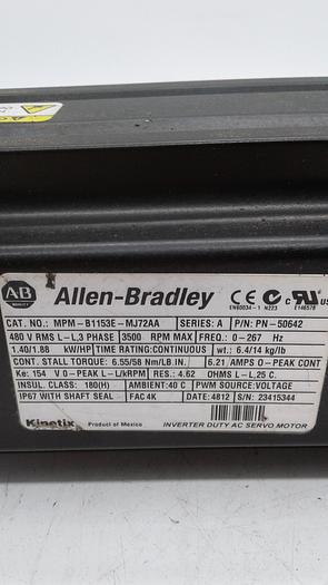 Used Allen-Bradley Inverter Duty AC Servo Motor MPM-B1153E-MJ72AA